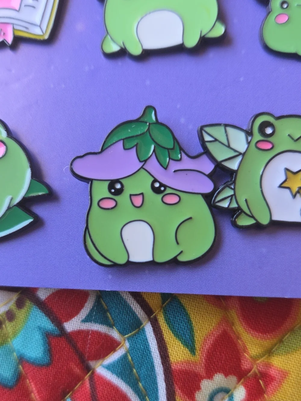 Enamel Pin - Green Blossom Pet Character (Green & Purple)